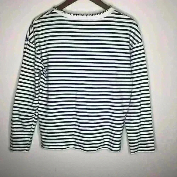 Zara Trafaluc collection navy and white striped‎ long sleeve top Sz S - Picture 4 of 6